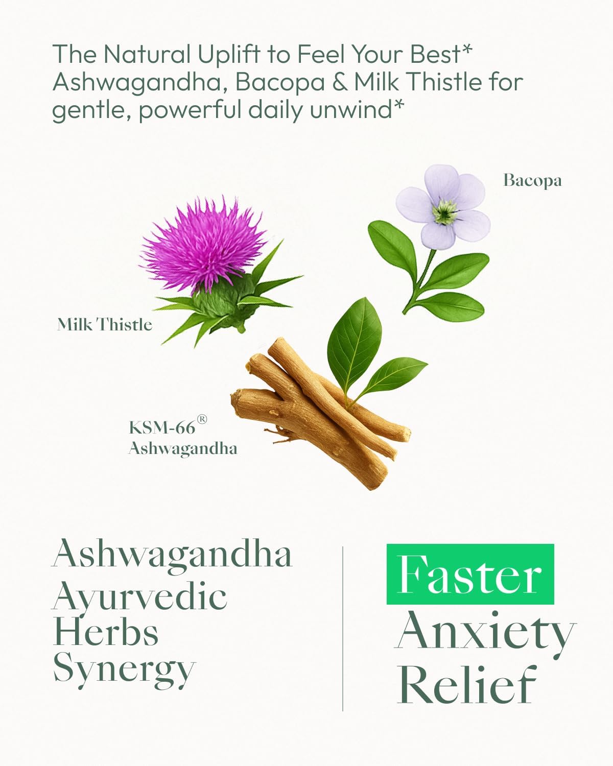 Upbe Ashwagandha Supplements for Women & Men - KSM-66® with Bacopa & Milk Thistle, 60 Vegan Capsules - Stress Relief, Mood, Cortisol Support, Extra Strength Ashwagandha Capsules Upbe Au supplements