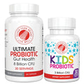 Silver Fern Brand Family Probiotics - Ultimate Adult Probiotic (1 Bottle = 60 Capsules) Plus Ultimate Children's Probiotic for Kids (1 Bottle = 30 Chewables) - Gut Health & Microbiome Support