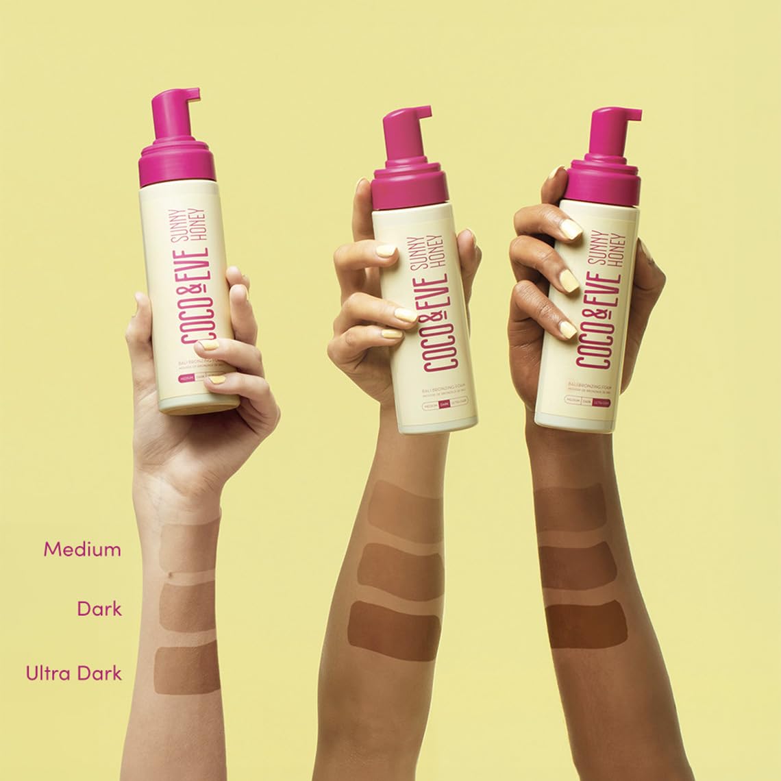 Coco & Eve Self Tanner Foam Kit - (Medium) Streak-Free Sunless Tanning Mousse, Tropically Scented Natural Looking Tan