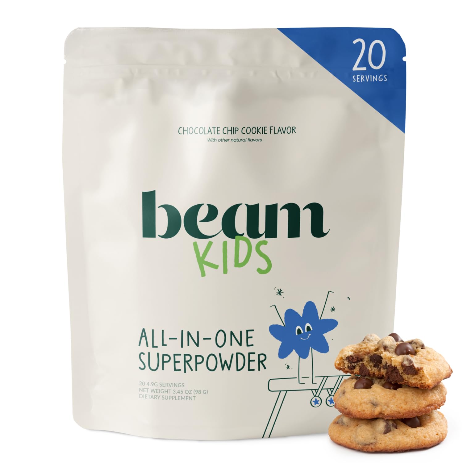 Beam Kids Multivitamin Powder – Kids Vitamins with Greens, Probiotic & Prebiotic, Immune Support for Children & Toddlers, No Artificial Sweeteners, For Picky Eaters,