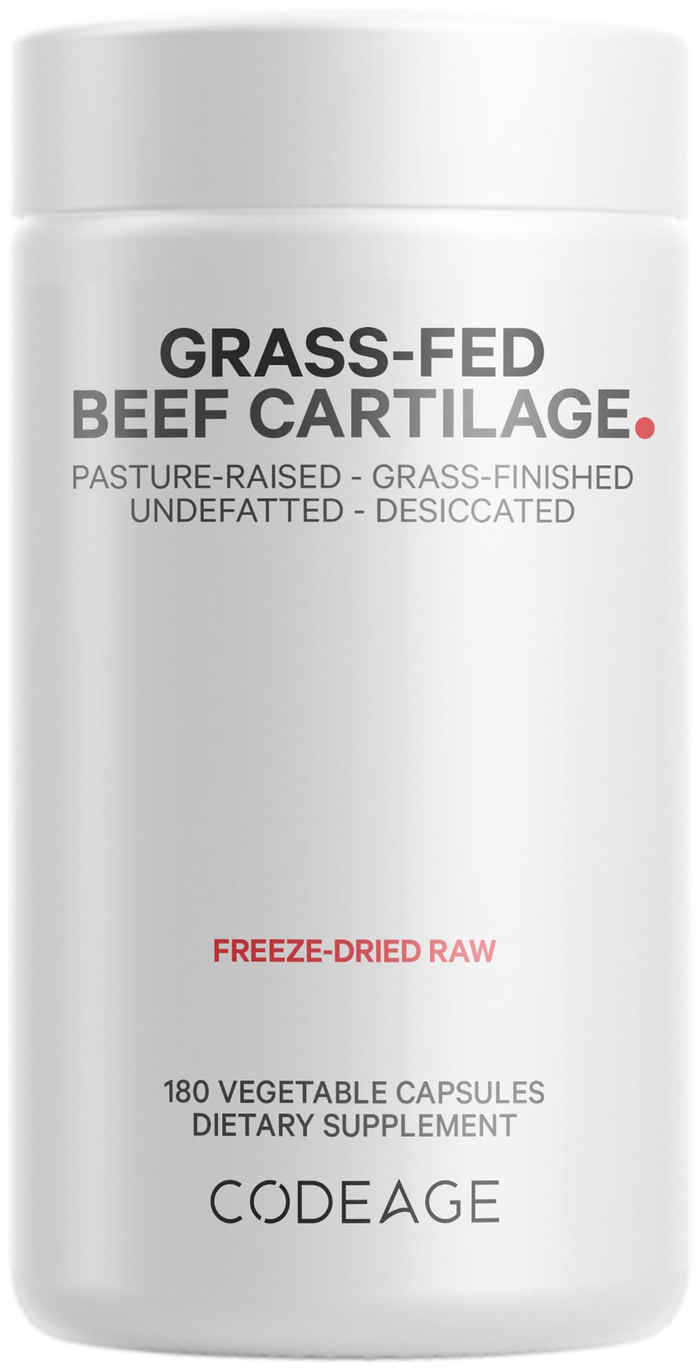 Codeage Grass Fed Beef Cartilage Supplement - Freeze Dried, Non-Defatted, Desiccated Beef Tracheal Bovine Cartilage & Liver Pills – Pasture Raised Argentina Beef Vitamins - Non-GMO -180 Capsules Codeage Au supplements