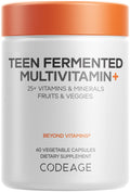 Codeage Teen Multivitamin Supplement – Daily Vitamins and Minerals for Teen Boys and Girls – Organic Whole Food Formula with Omega-3 and Vitamins A to K - 60 Capsules Codeage Au supplements