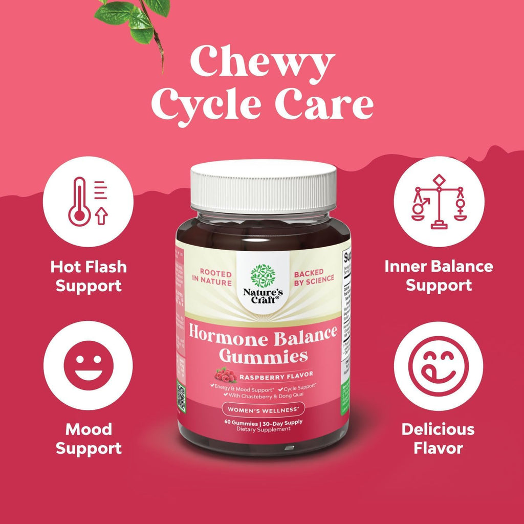 Hormone Balance for Women Gummies of All Ages - PMS Support Supplement for Women to Regulate Menstrual Cycle & Hormonal Balance Menopause & Mood Swings with Vitamin B6 & Dong Quai - 60 Chews - 3 pack Natures Craft Au supplements