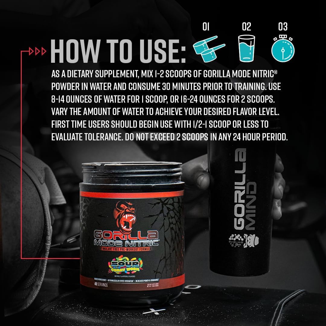 Gorilla Mode Nitric Upgraded Stimulant Free Pre-Workout – Best Tasting and Most Effective Stimulant Free Pre-Workout/Massive Pumps · Vasodilation · Power / 768 Grams (Rocket Frost)