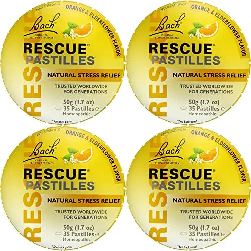 RESCUE Bach PASTILLES, Orange and Elderflower Flavor, Natural Stress RESCUE Au supplements
