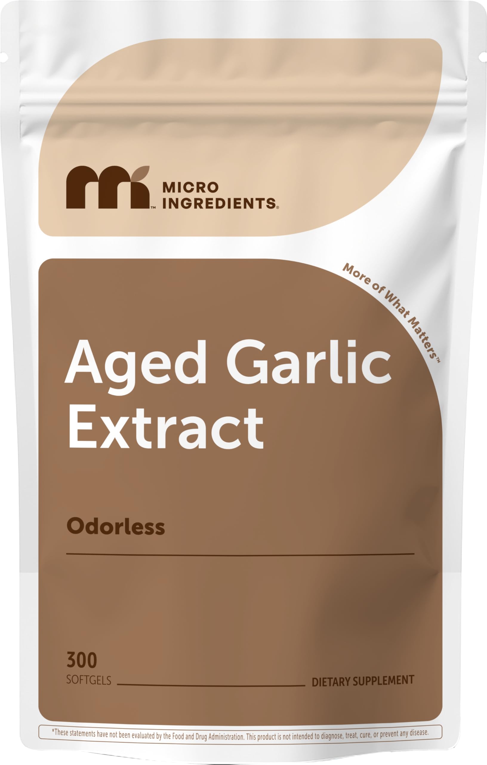 Micro Ingredients Odorless Garlic, 300 Softgels | 2 Years Aged Garlic Extract | Grown Allium Sativum Bulb