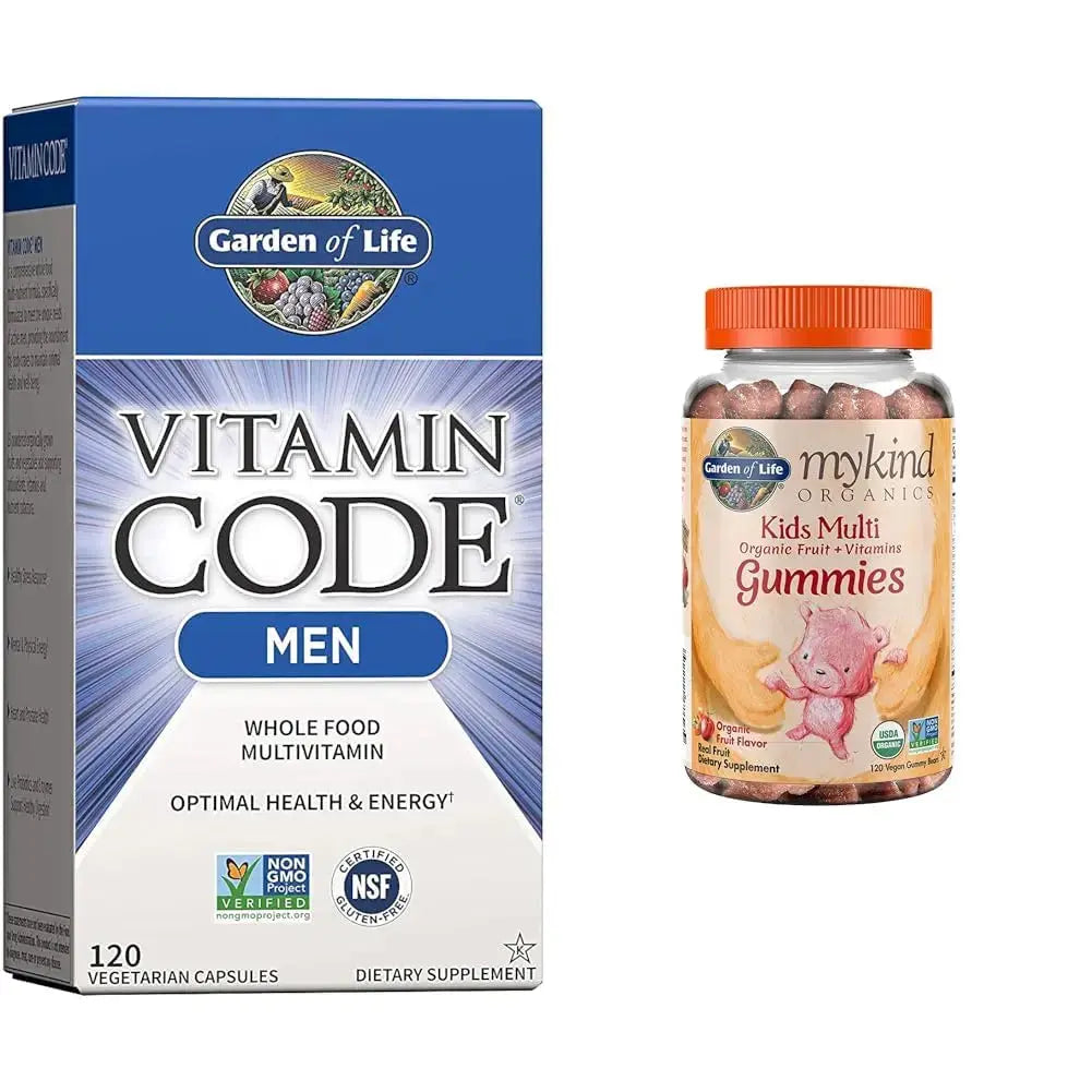 Garden of Life Men's Whole Food Multivitamin 120 Count and Kids Organic Fruit Gummy Vitamins 120 Count Garden of Life Au supplements