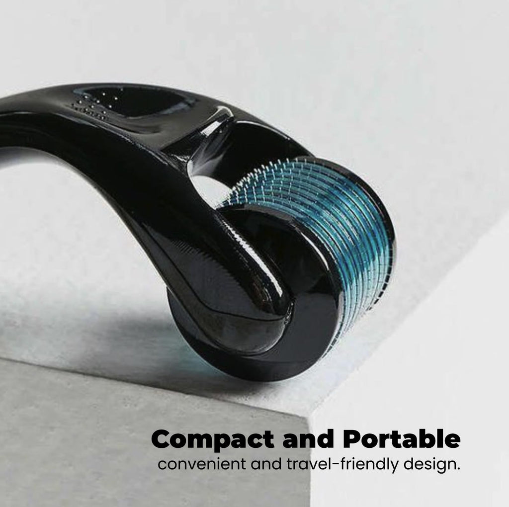 ROSELYNBOUTIQUE Derma Roller for Men & Women - Personal Cosmetic Beauty Tool 0.25mm - Titanium(Black Blue)
