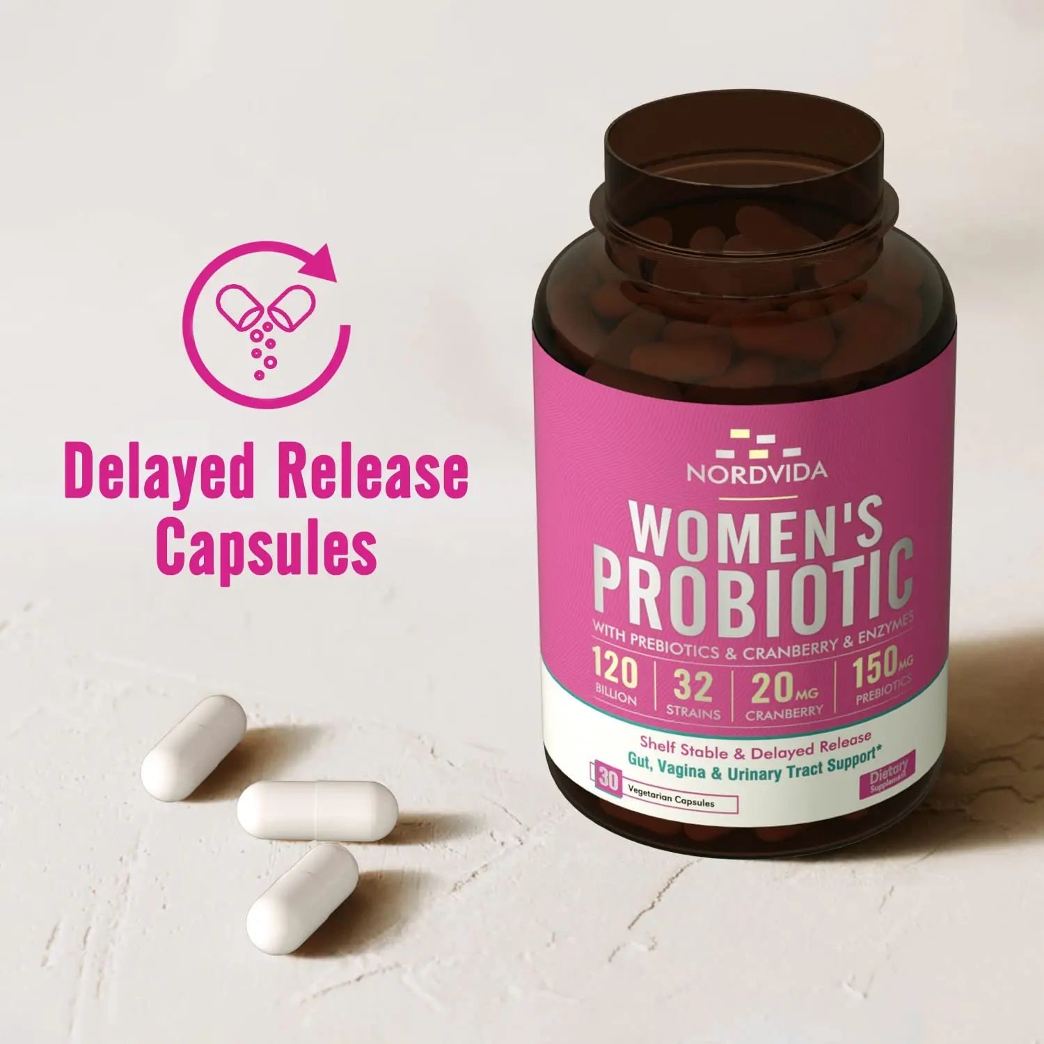 NordVida Women's Probiotic, 120 Billion & 32 Strains, Shelf Stable Probiotic for Gut Nordvida Au supplements