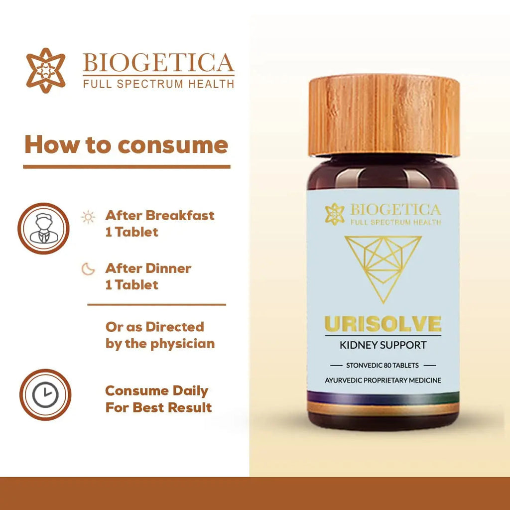 Biogetica Urisolve Kidney Care Herbal Supplement with Asparagus Racemosus & Terminalia Chebula for Optimal Urinary System Support - Non-GMO - 100% Vegan Ayurveda Supplement - 80 Tablets Biogetica Au supplements