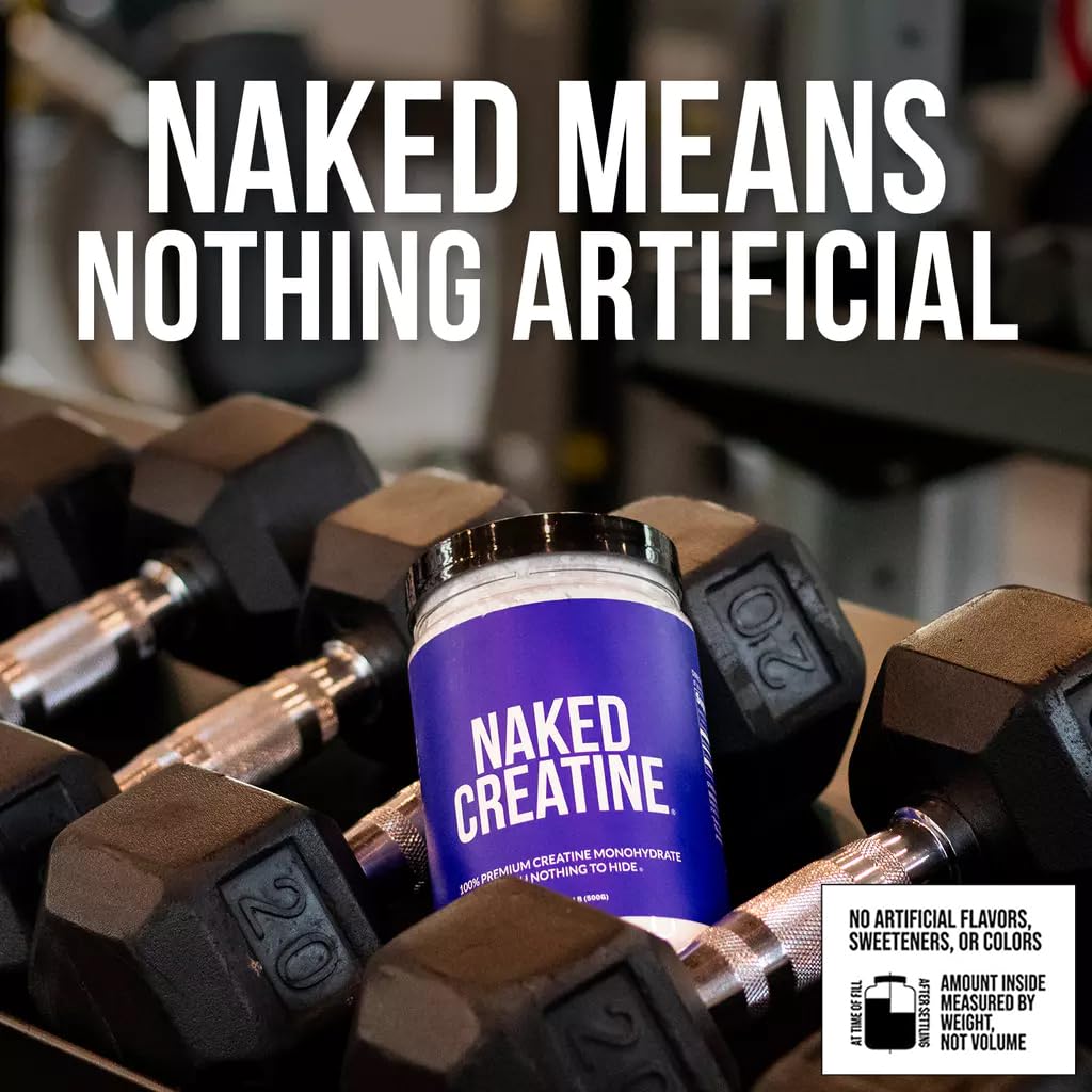 NAKED Pure Micronized Creatine Monohydrate Powder - NSF Certified, Unflavored, 500g, 1.1lb Bulk - Vegan, Non-GMO, Gluten-Free, Soy-Free