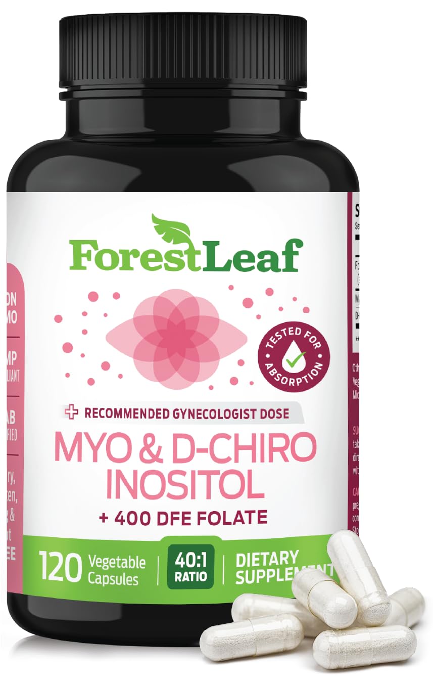 Myo-Inositol & D-Chiro Inositol Supplement for Women's Health | Fertility Supplements Women | Inositol 40:1 Ratio Support Ovarian Function & Healthy Hormone Balance Women | 2050mg | 120 Powder Caps ForestLeaf Au supplements