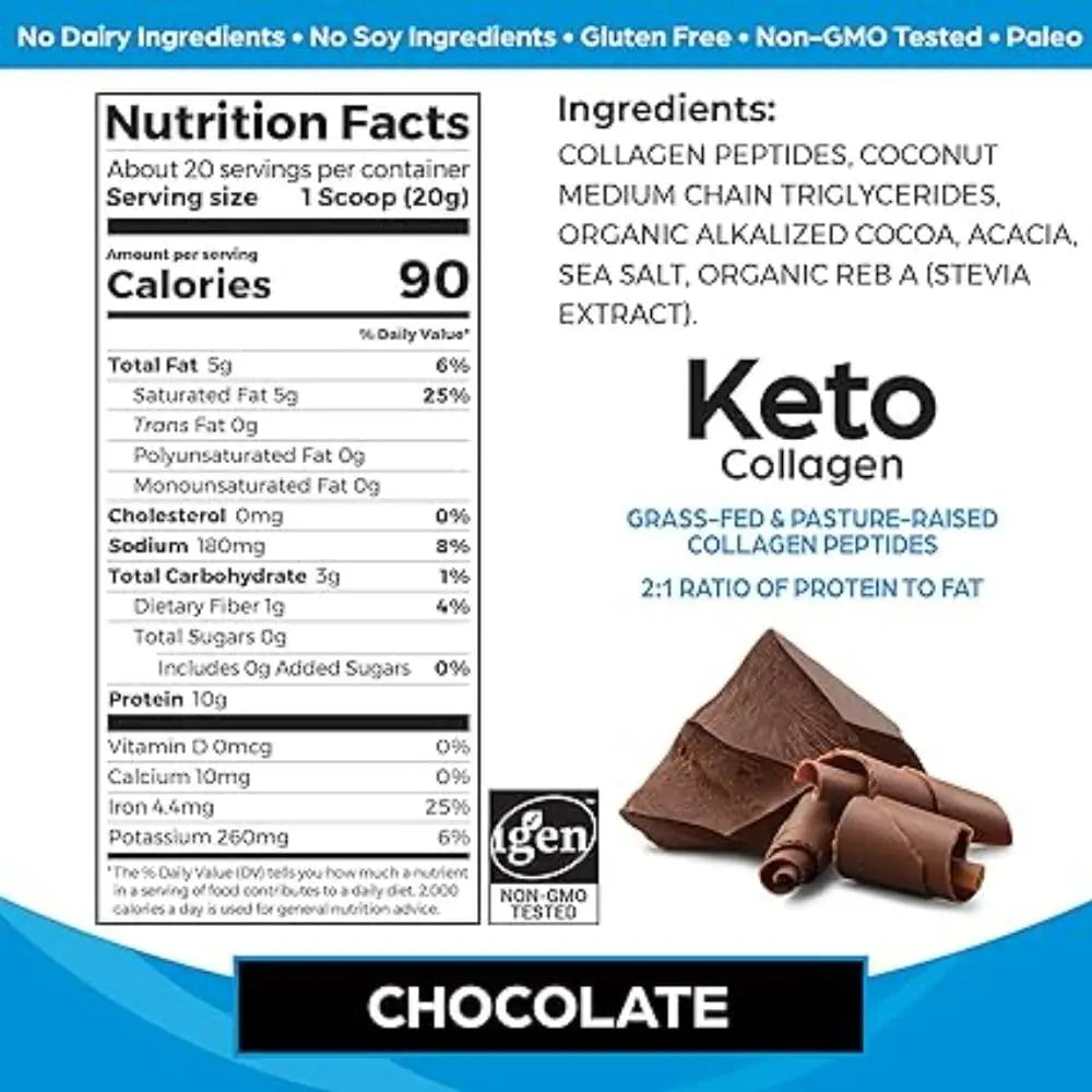 Orgain Keto Collagen Protein Powder, Chocolate - 10g Grass Fed Hydrolyzed Collagen Orgain Au supplements