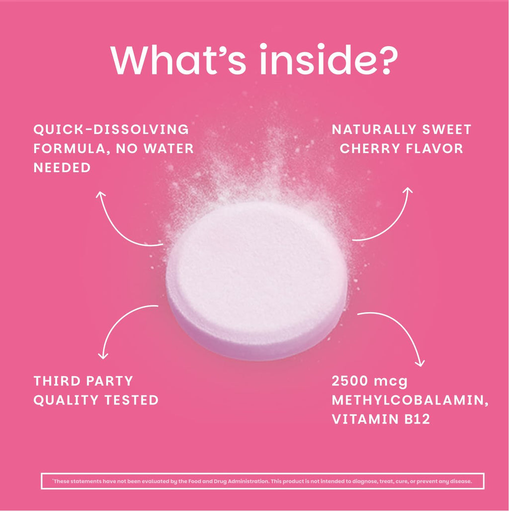 EZ Melts Dissolvable B12 2,500 mcg - Vitamin B12 for Energy & Immune Support - Non-GMO, Vegan & Gluten-Free