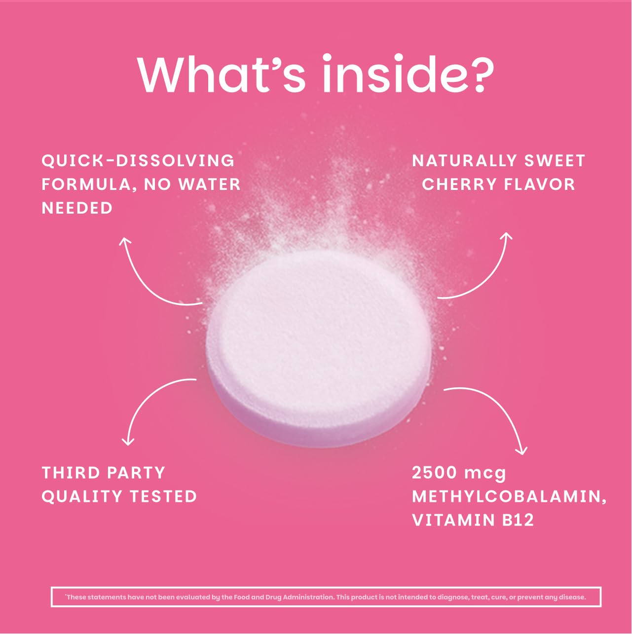 EZ Melts Dissolvable B12 2,500 mcg - Vitamin B12 for Energy & Immune Support - Non-GMO, Vegan & Gluten-Free