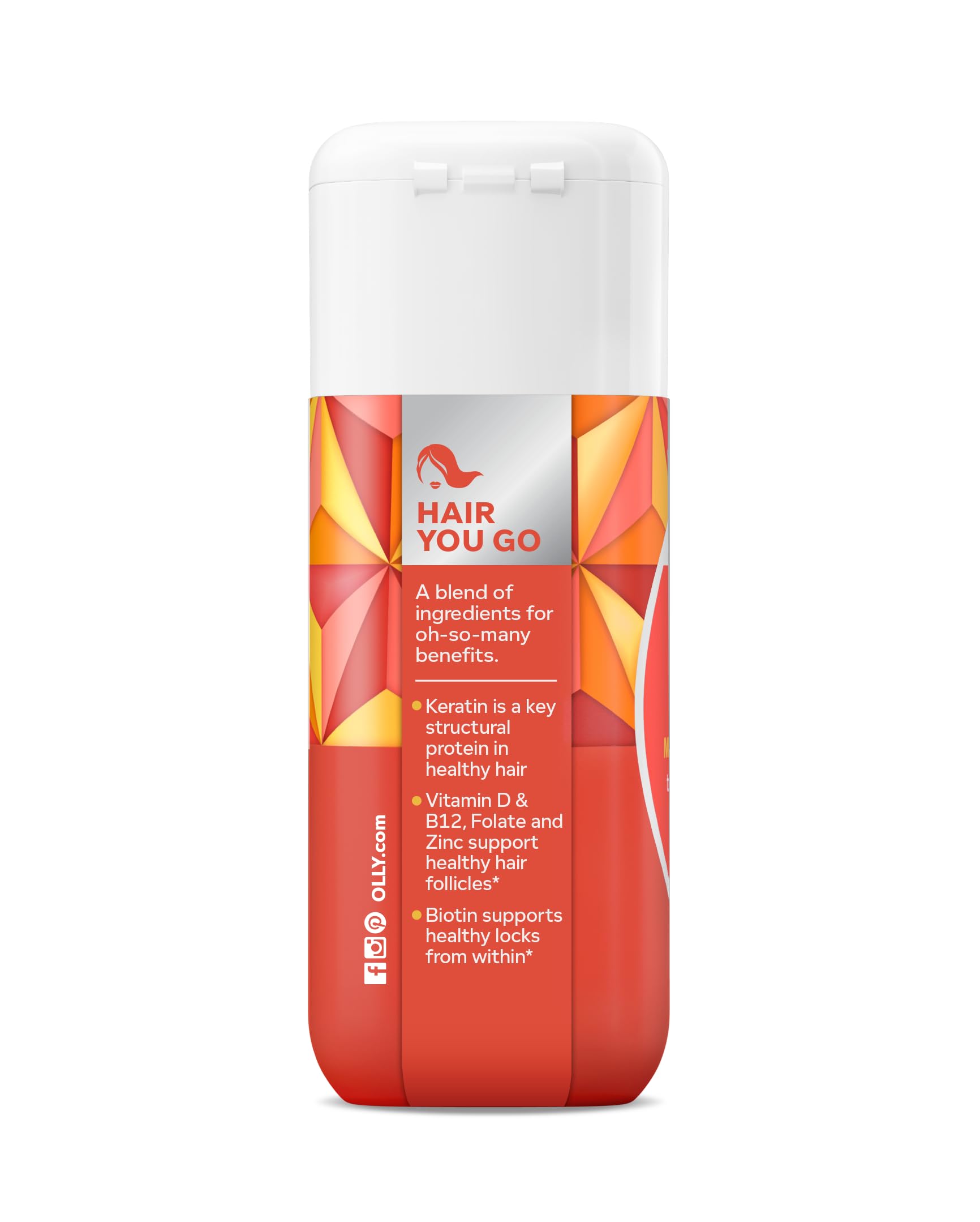 OLLY Ultra Strength Hair Softgels, Supports Hair Health, Biotin, Keratin, Vitamin D, B12, Hair Supplement, 30 Day Supply
