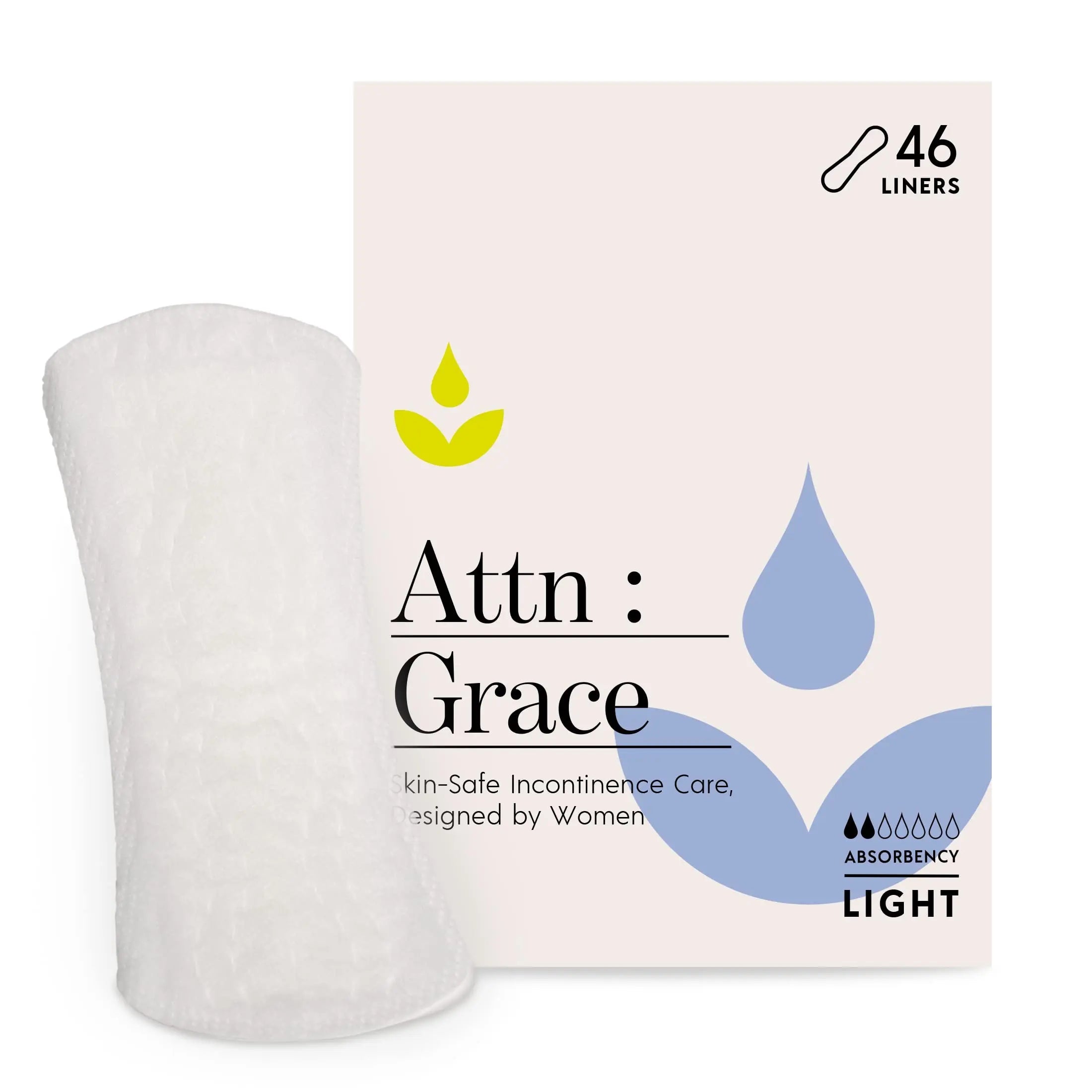 Attn: Grace Panty Liners for Women - 46 Liners – for Light Urinary Incontinence, Bladder Leakage ATTN : GRACE Au supplements