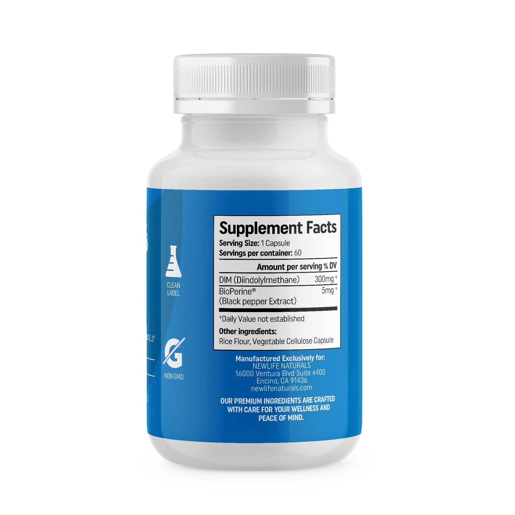 NewLife Naturals DIM Supplement 300mg for Women & Men - Hormonal Acne, Estrogen Balance Pills, Post Menopause Relief | Healthy Estrogen Level | Hormonal Balance - Bioperine | PCOS - 60 Day Supply NewLife Naturals Au supplements