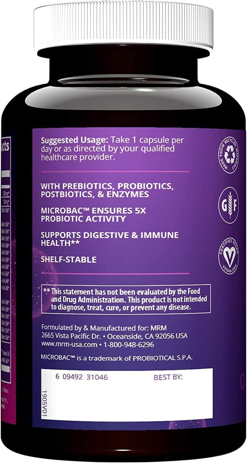 MRM Nutrition Daily Probiotics - Supports Intestinal, GI, & Immune Health for Women & Men, Prebiotic, Probiotic, & Postbiotic Supplement, 5 Billion Cells & 16 Different Strains, Vegan - 30 Servings MRM Au supplements