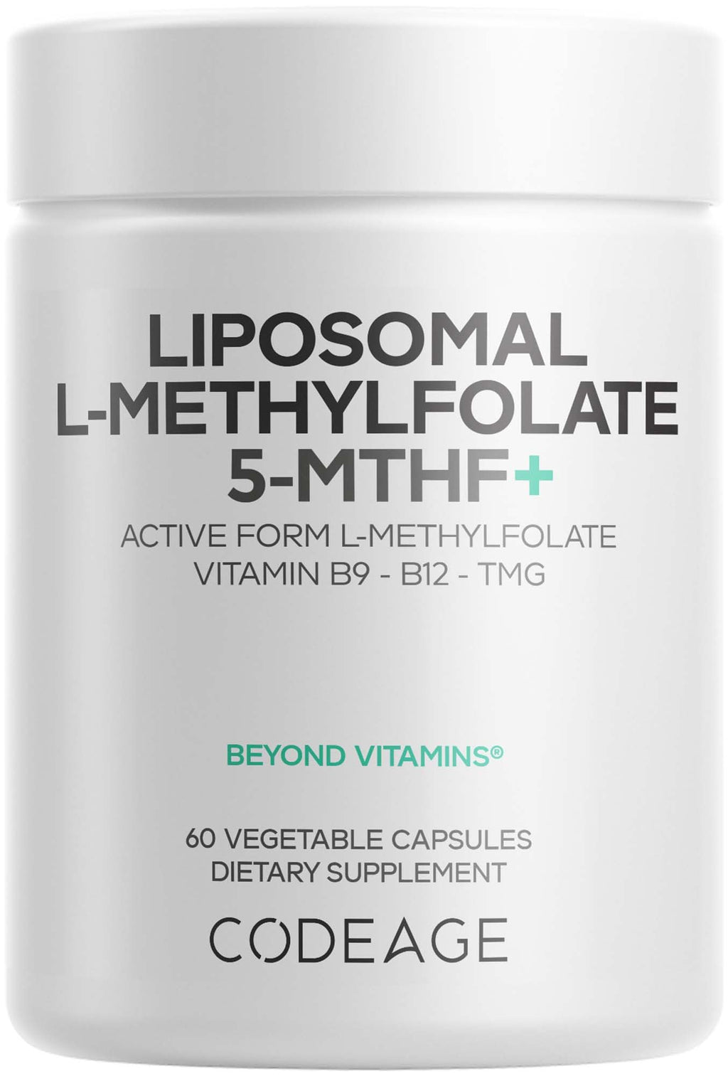 Codeage Liposomal L-Methylfolate 5-MTHF+ - Active Vitamin B9, Methylcobalamin B12, Betaine TMG, B6-2-Month Supply Multivitamins - Liposomal Delivery - Bioavailable B-Vitamin Complex - 60 Capsules Codeage Au supplements
