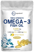 Triple Strength Omega 3 Fish Oil Supplements 4200mg Per Serving, 240 Softgels Micro Ingredients Au supplements