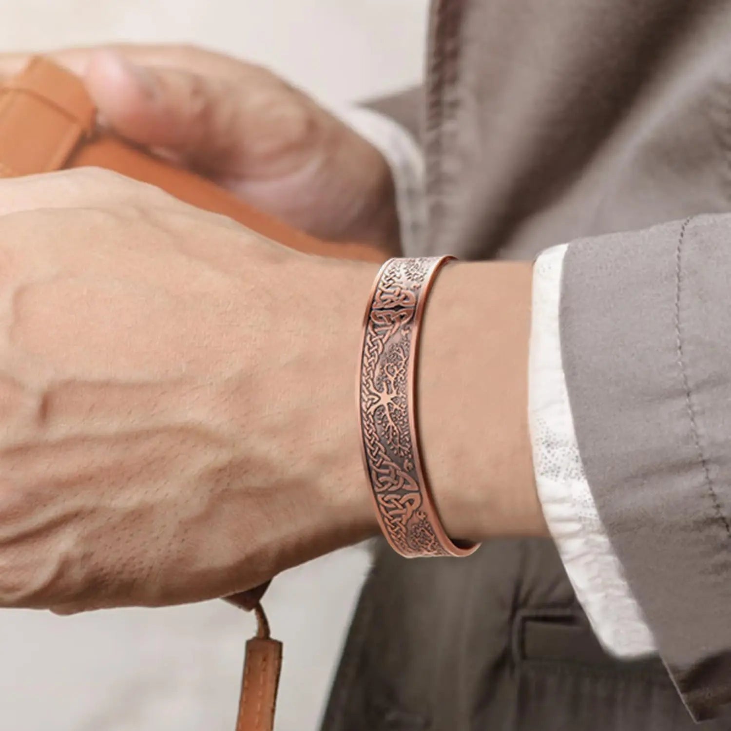 MagEnergy Magnetic Copper Bracelet for Men Life of Tree, 99.99% Pure Copper Bangle MagEnergy Au supplements