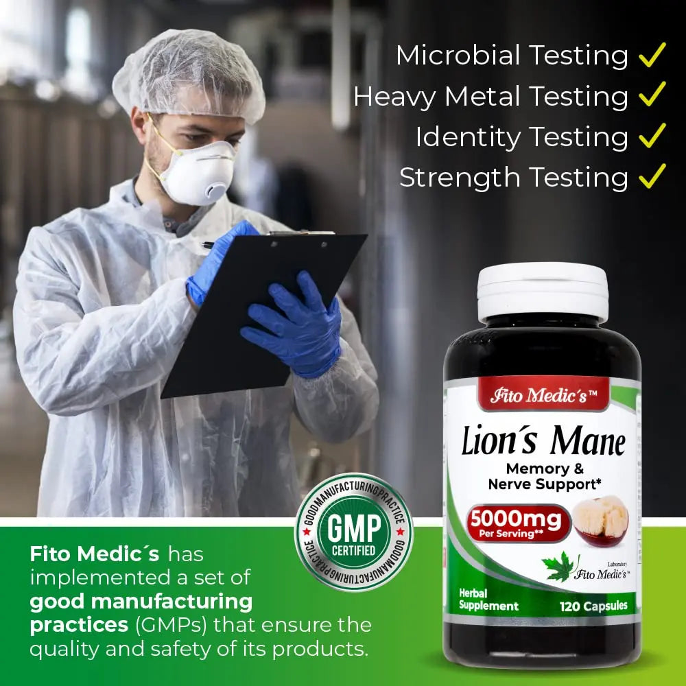 Lab | Lions Mane | 5000 mg per Serving | 120 Capsules | lions mane supplement | lions mane FITO MEDIC'S Au supplements
