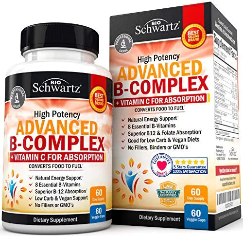 Vitamin B Complex with Vitamin C for Maximum Absorption - Methylcobalamin b12 BioSchwartz Au supplements