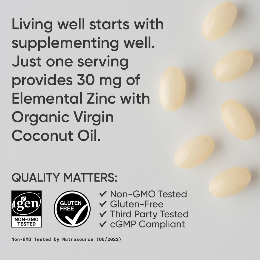 Sports Research High Potency Zinc Picolinate 30mg with Organic Coconut Oil | Highly Absorbable Zinc Supplement for Healthy Immune & Enzyme Function