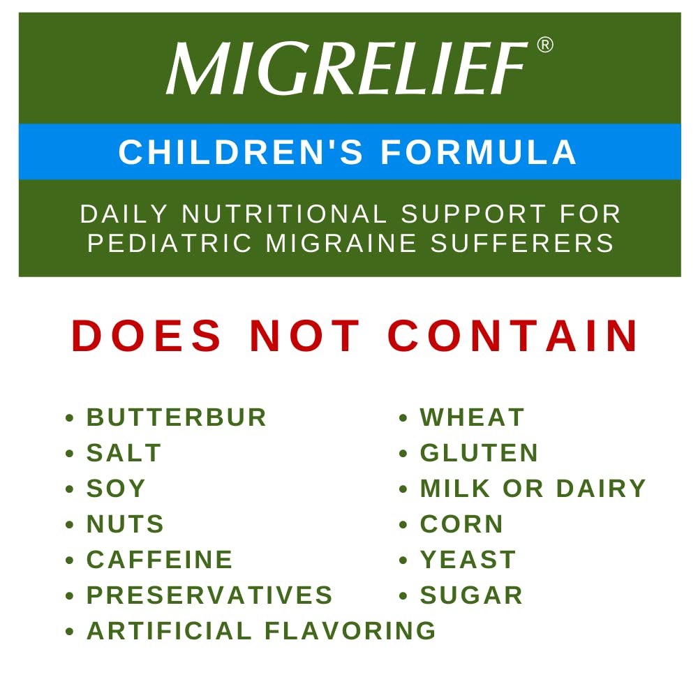 Children's MigreLief® - Triple Therapy with Puracol™ - Nutritional Support for Pediatric Migraine Sufferers - 60 Caplets/1 Month Supply MigreLief Au supplements