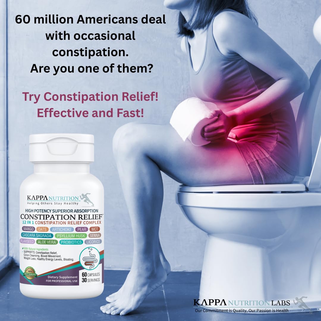 KAPPA NUTRITION Constipation Relief Supplement – Gentle Colon Cleanse for Regularity & Gut Health – Non-Habit Forming Formula with Fiber, Herbs & Probiotics – Non-GMO, 60 Capsules KAPPA NUTRITION Au supplements