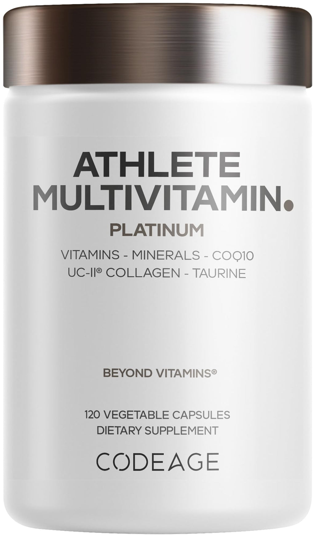 Codeage Athlete Multivitamin Platinum – Sports Supplement with Vitamins & Minerals, Folate, Iron & Magnesium, Creatine, Taurine, Electrolytes, CoQ10, PQQ, UC-II Collagen – Non-GMO – 120 Capsules Codeage Au supplements