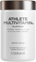 Codeage Athlete Multivitamin Platinum – Sports Supplement with Vitamins & Minerals, Folate, Iron & Magnesium, Creatine, Taurine, Electrolytes, CoQ10, PQQ, UC-II Collagen – Non-GMO – 120 Capsules Codeage Au supplements