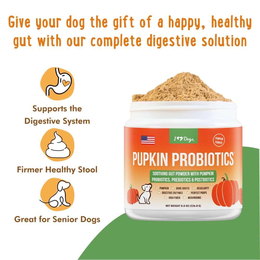 iHeartDogs Pupkin Probiotics, Prebiotics, Postbiotics, & Fiber for Dogs with Pumpkin, Gut Soothing Bone Broth & Mushrooms iHeartDogs Au supplements