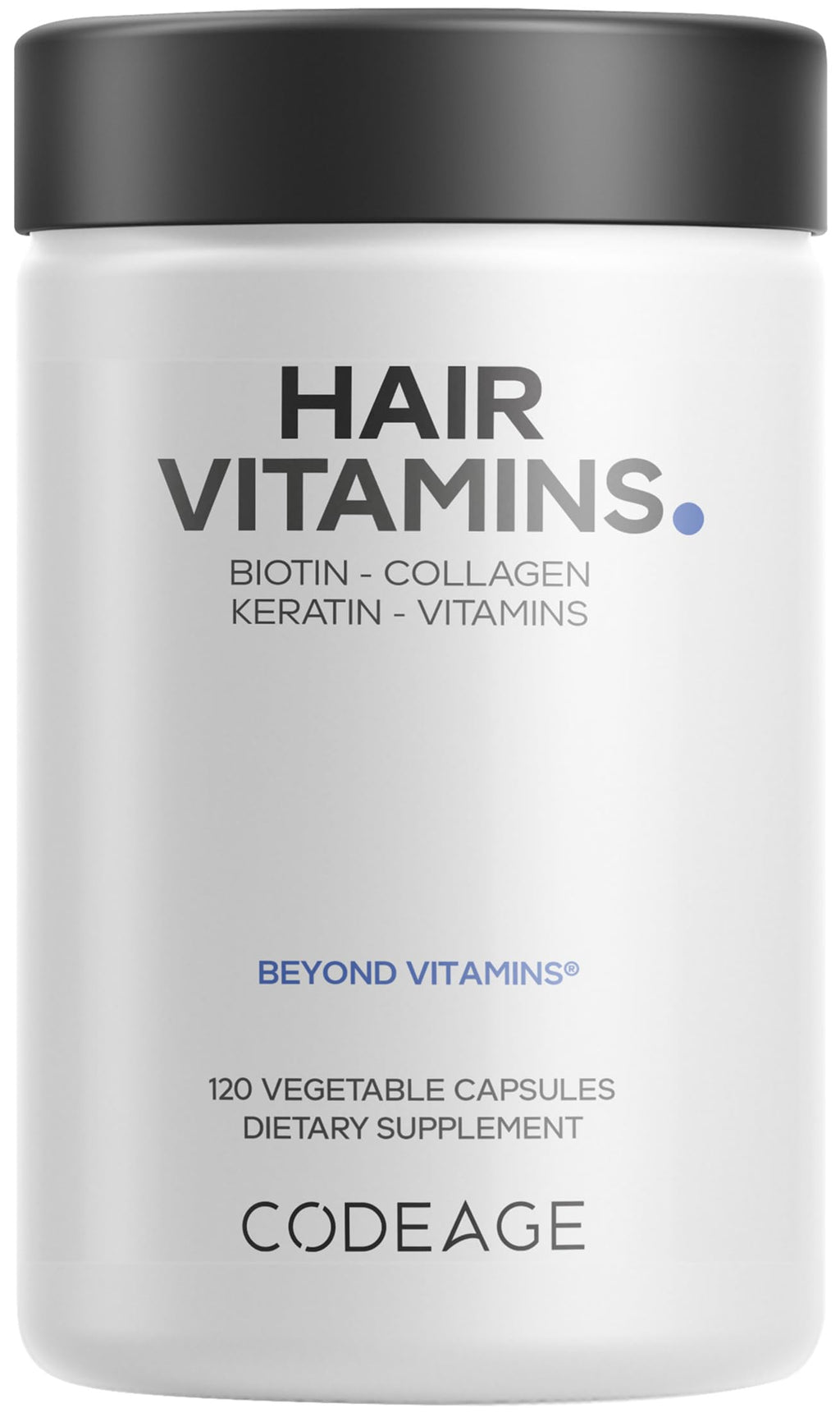 Codeage Hair Vitamins 10000 mcg Biotin, Keratin, Collagen, Vitamin A, B12, C, D3, E, Zinc, Turmeric, Probiotics, Enzymes, Inositol - Hair Care Support