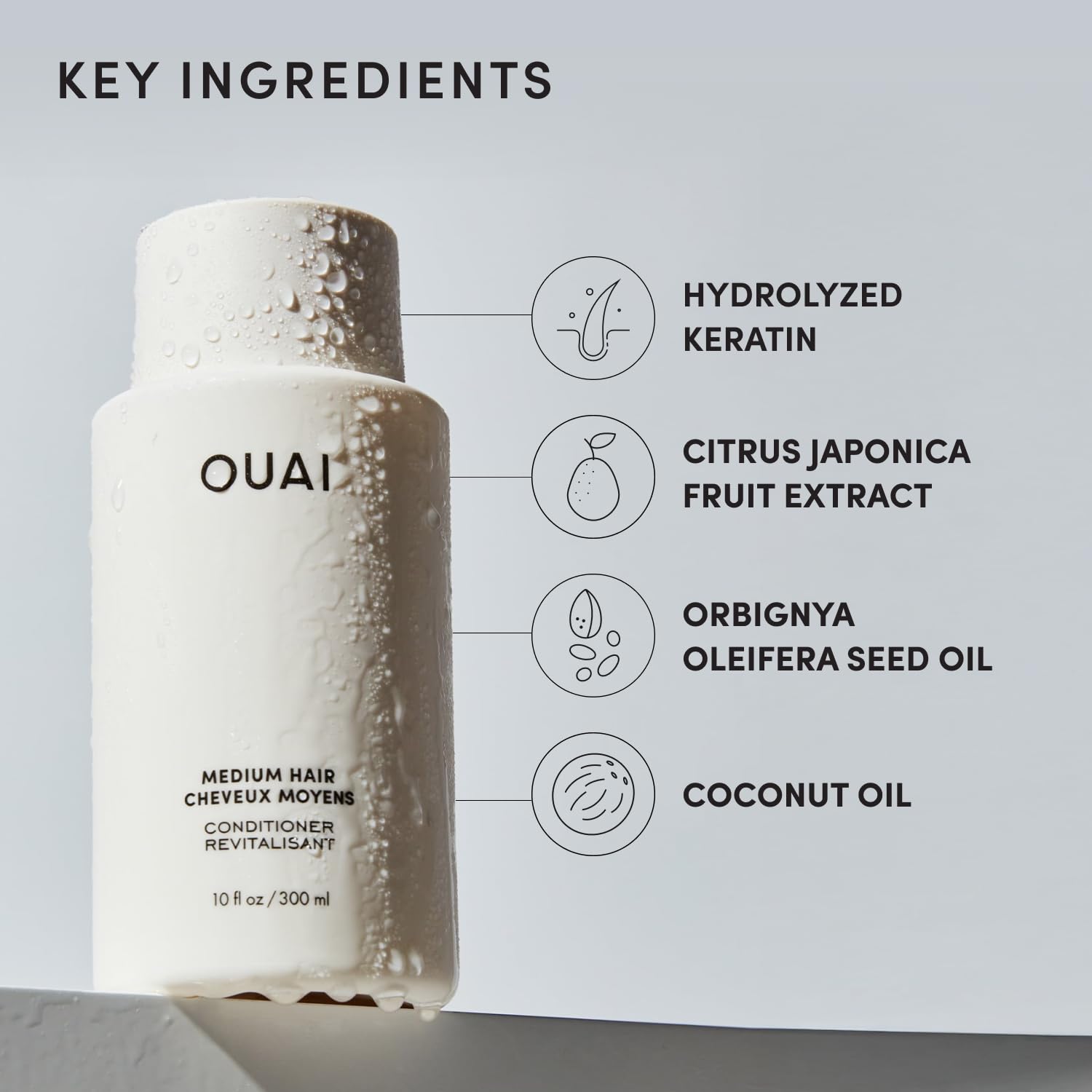 OUAI Medium Conditioner Refill - Hydrating Hair Conditioner with Coconut Oil, Babassu Oil, and Keratin - Strengthens, Repairs and Adds Shine - Paraben and Phthalate Free Hair Care Products (32 Oz) OUAI Au supplements