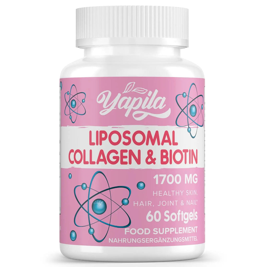 Liposomal Collagen Biotin Capsules, Hydrolyzed Bovine Collagen Peptides 1700 mg, Types 1 & 3 Protein Yapila Au supplements