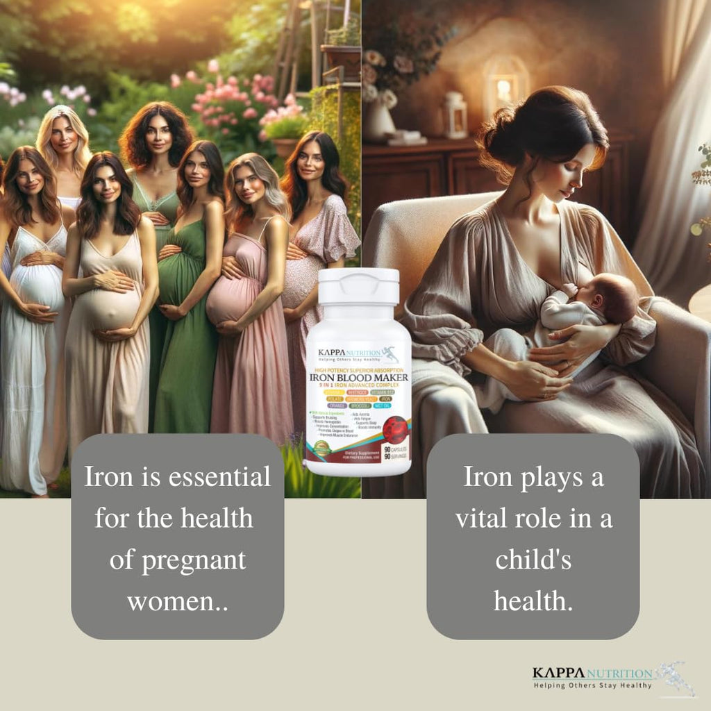 KAPPA NUTRITION Iron 26mg, Vitamin C & Orange 150mg, Folate 667mcg DFE, Vitamin B12, Beetroot, Brewers Yeast, Broccoli & MCT Oil 9 in 1 Advanced Complex (90 Capsules) KAPPA NUTRITION Au supplements