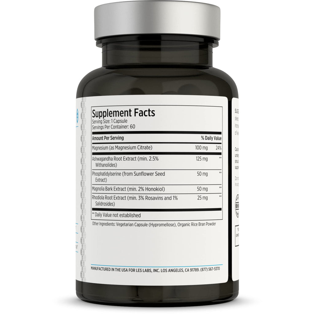 LES Labs Cortisol Health – Stress Relief, Balanced Cortisol Response, Relaxation & Deep Sleep – Phosphatidylserine, Magnesium, Magnolia Bark, Rhodiola Rosea & Ashwagandha – Non-GMO – 60 Capsules LES Labs Au supplements