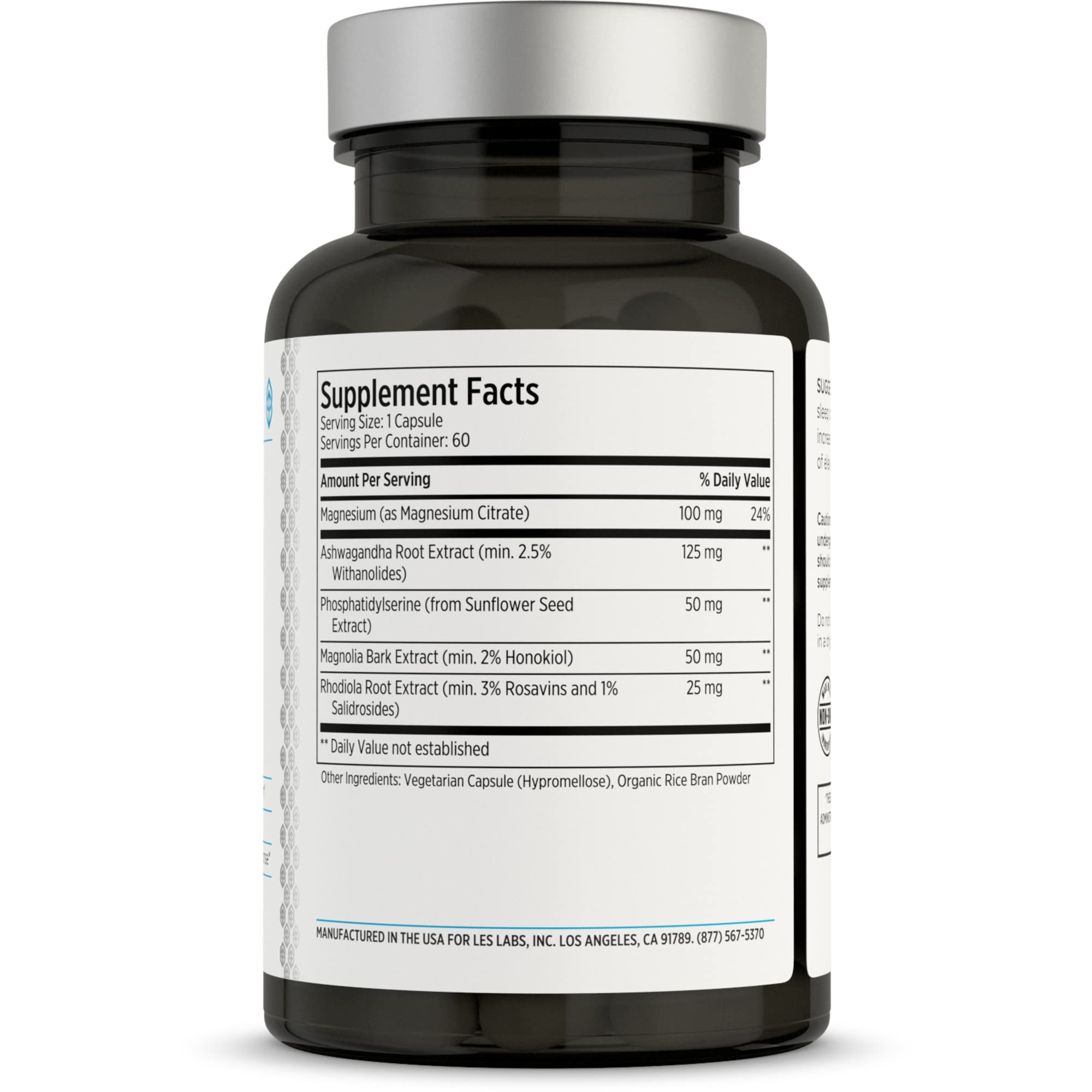 LES Labs Cortisol Health – Stress Relief, Balanced Cortisol Response, Relaxation & Deep Sleep – Phosphatidylserine, Magnesium, Magnolia Bark, Rhodiola Rosea & Ashwagandha – Non-GMO – 60 Capsules LES Labs Au supplements