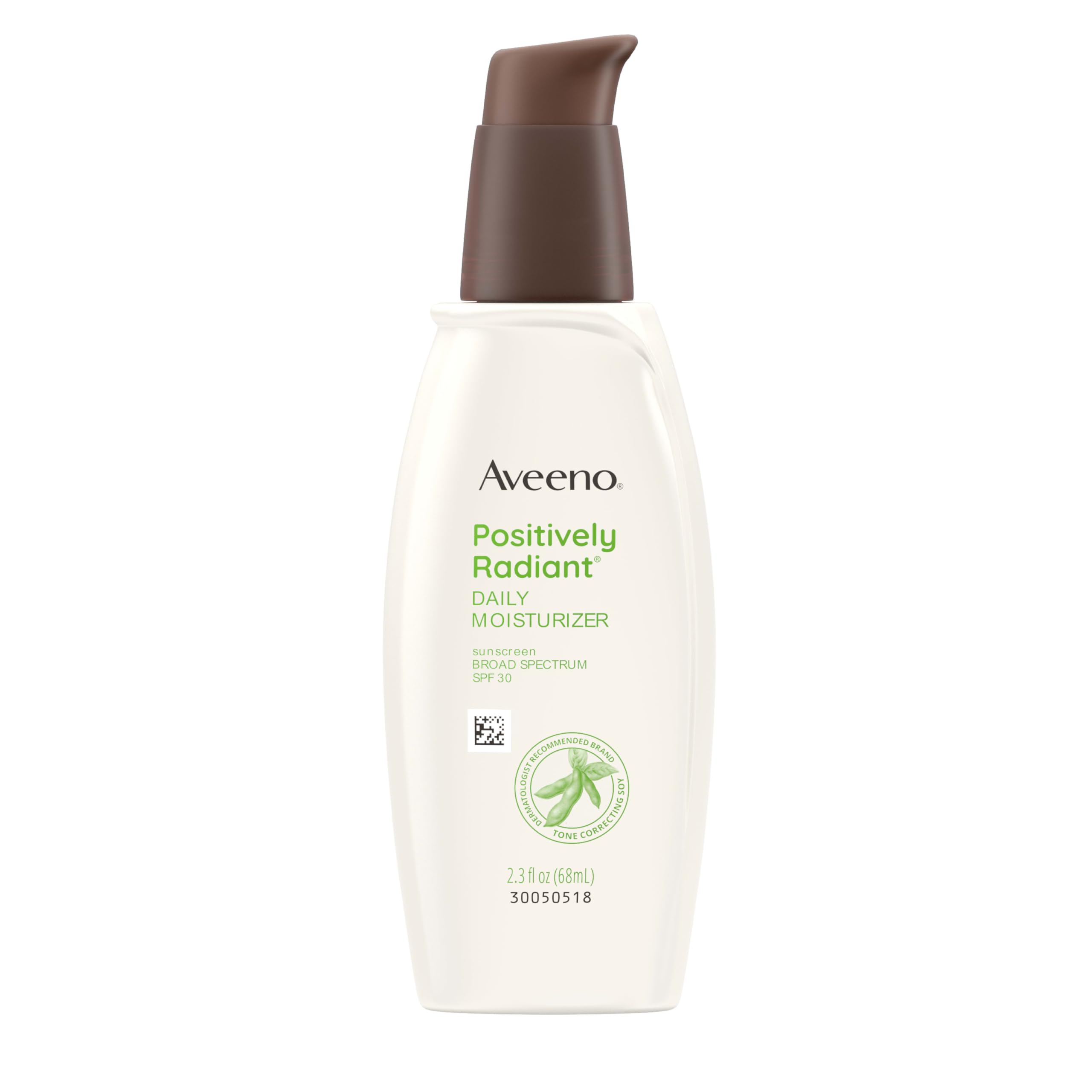 Aveeno Positively Radiant Face Moisturizer with SPF 30 Sunscreen, Hydrating Facial Moisturizer with Soy Extract to Visibly Improve Skin Tone and Texture