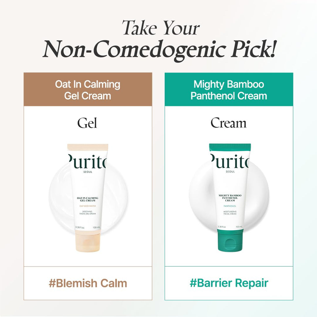 PURITO Oat In Calming Gel Cream, Non-Comedogenic, 77% Oat Seed Water Lightweight Water-Gel Face Moisturizer