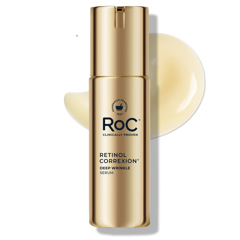 RoC Retinol Correxion Deep Wrinkle Retinol Face Serum with Ascorbic Acid, Anti-Aging Treatment for Fine Lines, Dark Spots