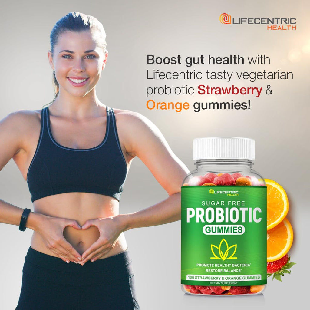 Probiotic Gummies for Adults and Kids Max Strength 5 Billion CFU | Organic Sugar Free Gummies for Digestive Health | 100 Count Vegan Gluten Free Chewable Probiotics