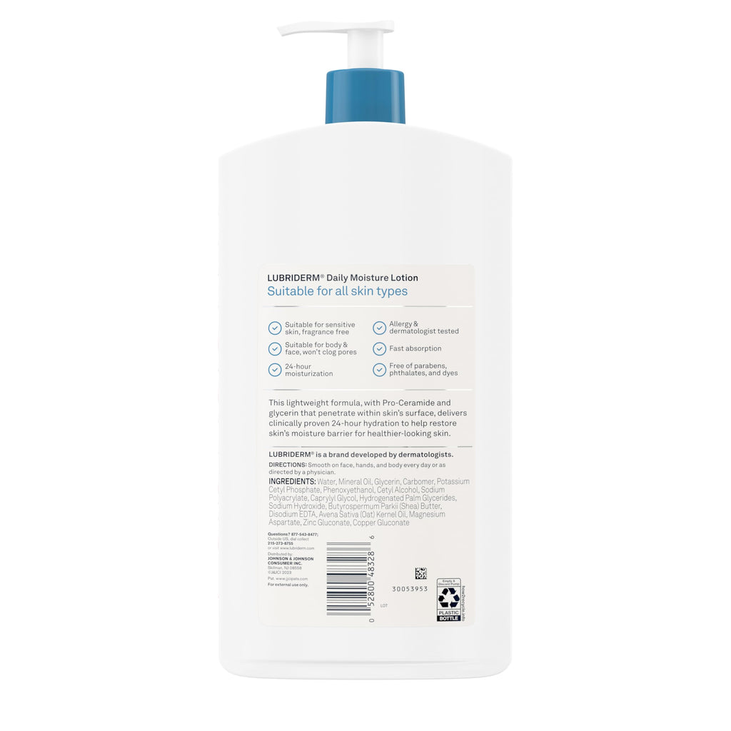 Lubriderm Fragrance Free Daily Moisture Lotion + Pro-Ceramide, Shea Butter & Glycerin