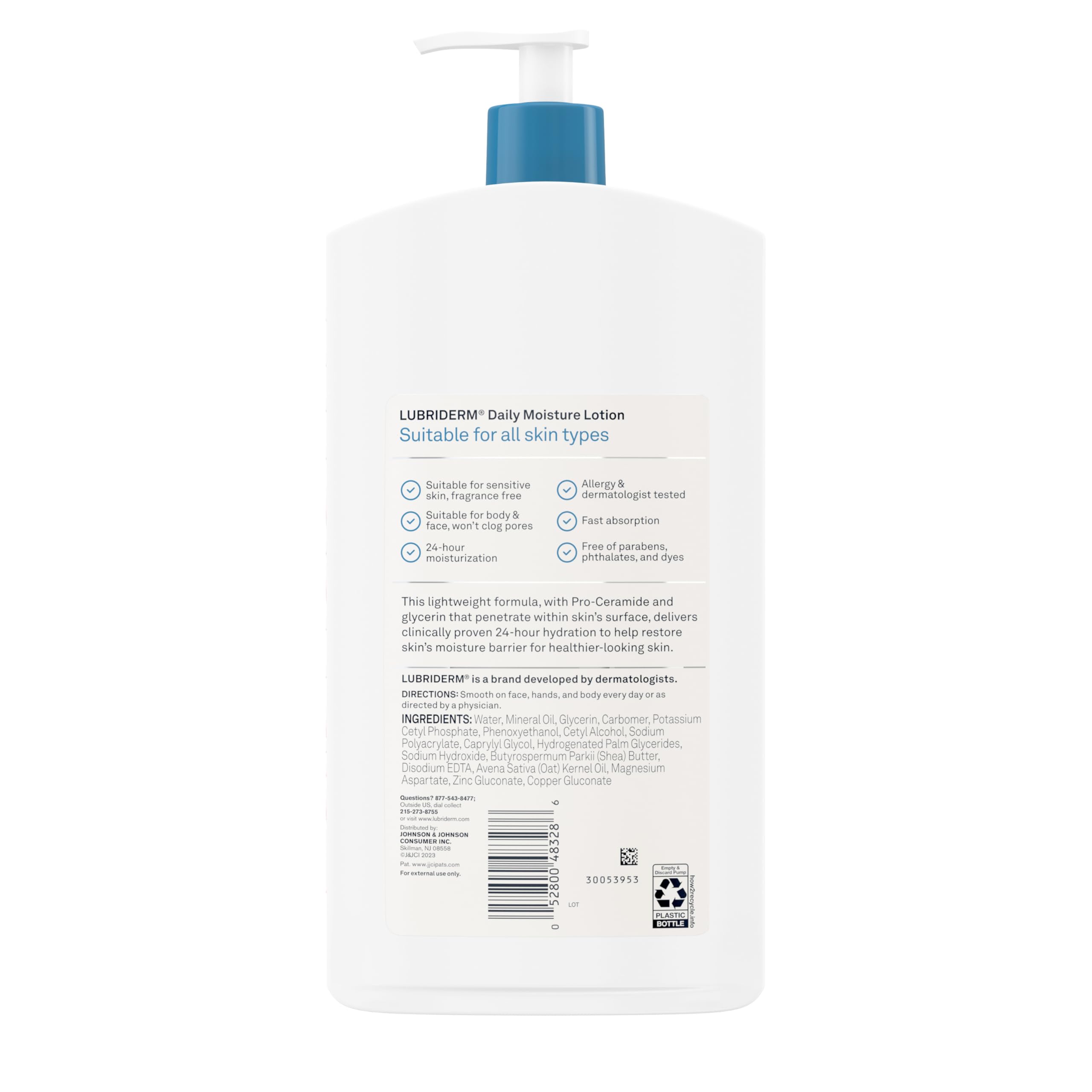 Lubriderm Fragrance Free Daily Moisture Lotion + Pro-Ceramide, Shea Butter & Glycerin