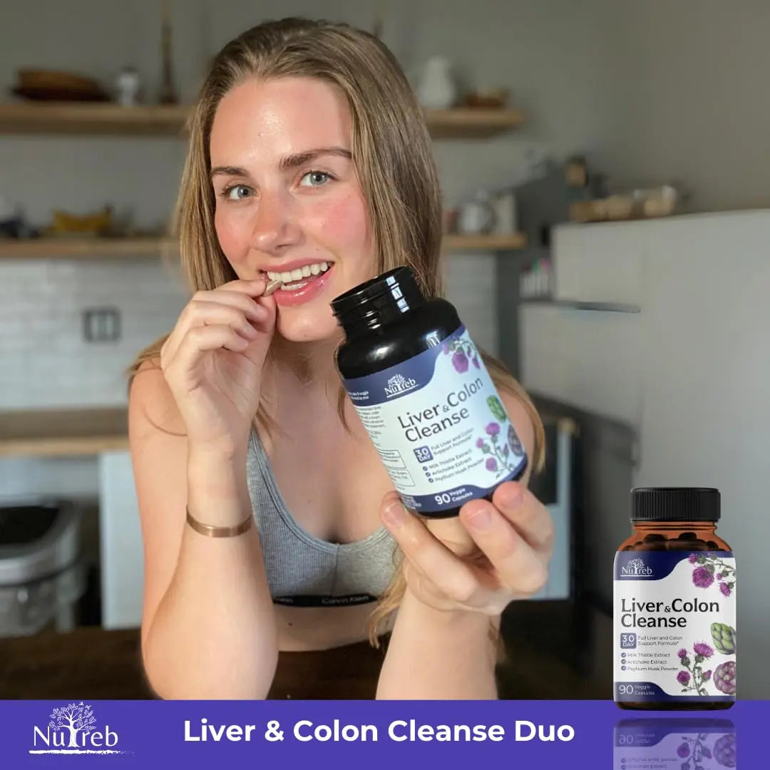 Liver Cleanse Detox & Repair with Colon Cleanse - Milk Thistle, Dandelion Root, Psyllium Husk Fiber Nutreb Au supplements