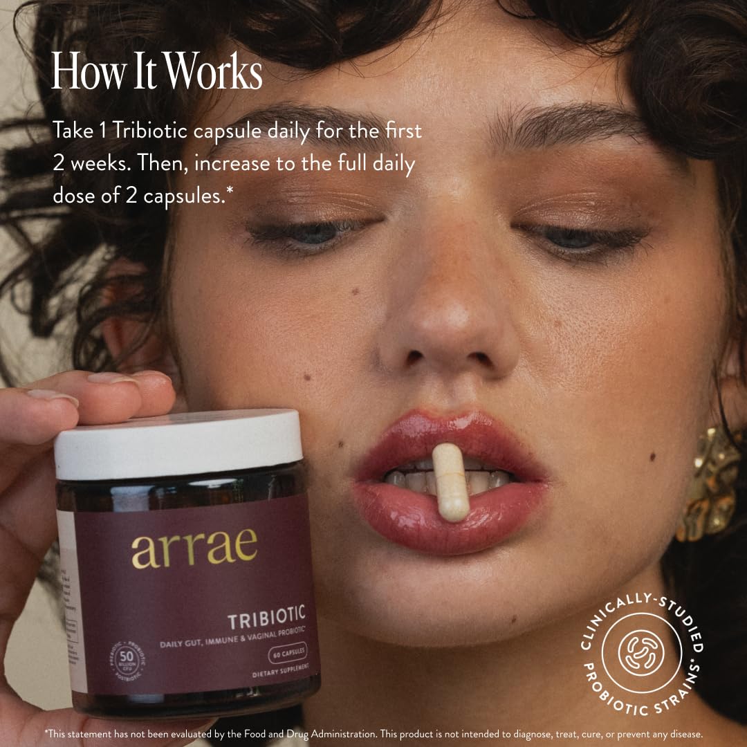 Arrae Tribiotic, Probiotics for Women, Support for Vaginal pH Balance, Gut, Immune, and Feminine Health, Prebiotics,