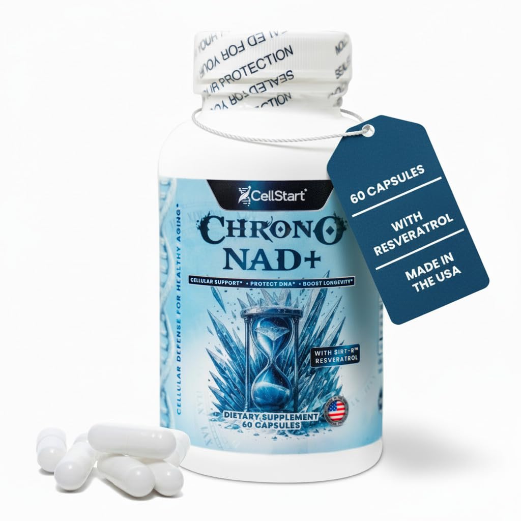 CellStart NAD+ Resveratrol Supplement 60 Capsules of 500mg | Anti Aging & Cellular Support Supplements for Women & Men - NAD Supplement Made in USA, (1-Month Supply) CellStart Au supplements