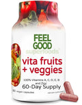 FeelGood Superfoods Vita Fruits and Veggies Capsules - 25 Superfood Ingredients, Fruit and Vegetable Multivitamin, 60 Count FeelGood Superfoods Au supplements